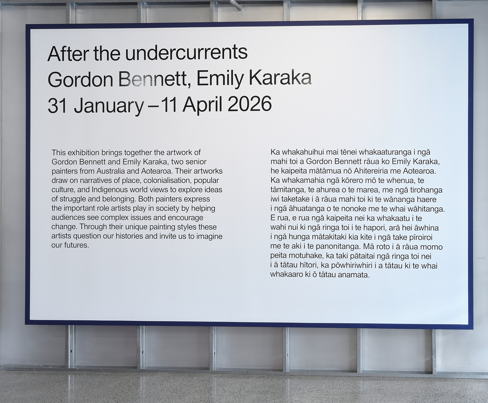 Image of wall text of exhibition After the undercurrents.